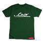 Front view of green CEO. Signature T-shirt with bold white logo
