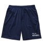 Front view of blue TCA. mesh shorts with drawstring waist and athletic fit